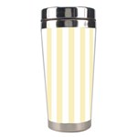 Vertical Stripes - White and Blond Yellow Stainless Steel Travel Tumbler