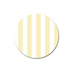Vertical Stripes - White and Blond Yellow Magnet 3  (Round)