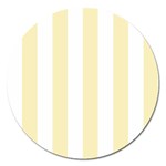 Vertical Stripes - White and Blond Yellow Magnet 5  (Round)