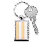 Vertical Stripes - White and Navajo White Yellow Key Chain (Rectangle)