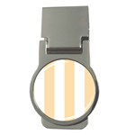 Vertical Stripes - White and Navajo White Yellow Money Clip (Round)