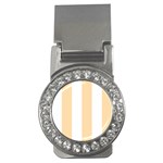 Vertical Stripes - White and Navajo White Yellow Money Clip (CZ)