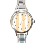 Vertical Stripes - White and Navajo White Yellow Round Italian Charm Watch