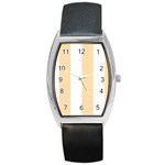 Vertical Stripes - White and Navajo White Yellow Barrel Style Metal Watch