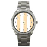 Vertical Stripes - White and Navajo White Yellow Sport Metal Watch