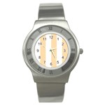 Vertical Stripes - White and Navajo White Yellow Stainless Steel Watch