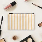 Vertical Stripes - White and Navajo White Yellow Cosmetic Bag (S)