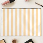 Vertical Stripes - White and Navajo White Yellow Cosmetic Bag (XXL)