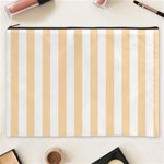 Vertical Stripes - White and Navajo White Yellow Cosmetic Bag (XXXL)