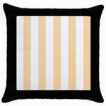 Vertical Stripes - White and Navajo White Yellow Throw Pillow Case (Black)