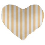 Vertical Stripes - White and Navajo White Yellow Large 19  Premium Heart Shape Cushion