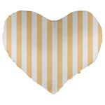 Vertical Stripes - White and Navajo White Yellow Large 19  Premium Flano Heart Shape Cushion