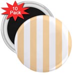 Vertical Stripes - White and Navajo White Yellow 3  Magnet (10 pack)