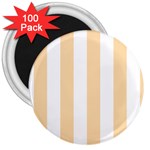 Vertical Stripes - White and Navajo White Yellow 3  Magnet (100 pack)