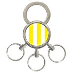 Vertical Stripes - White and Canary Yellow 3-Ring Key Chain