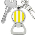 Vertical Stripes - White and Canary Yellow Bottle Opener Key Chain