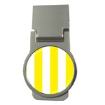 Vertical Stripes - White and Canary Yellow Money Clip (Round)