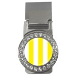 Vertical Stripes - White and Canary Yellow Money Clip (CZ)