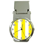 Vertical Stripes - White and Canary Yellow Money Clip Watch