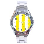 Vertical Stripes - White and Canary Yellow Stainless Steel Analogue Watch