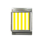 Vertical Stripes - White and Canary Yellow Italian Charm (13mm)
