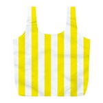 Vertical Stripes - White and Canary Yellow Full Print Recycle Bag (L)
