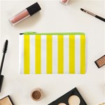 Vertical Stripes - White and Canary Yellow Canvas Cosmetic Bag (XS)