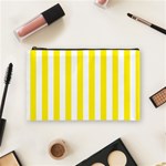Vertical Stripes - White and Canary Yellow Cosmetic Bag (M)
