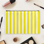 Vertical Stripes - White and Canary Yellow Cosmetic Bag (L)