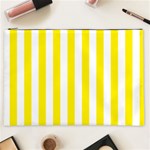 Vertical Stripes - White and Canary Yellow Cosmetic Bag (XXL)