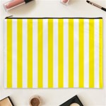 Vertical Stripes - White and Canary Yellow Cosmetic Bag (XXXL)