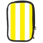 Vertical Stripes - White and Canary Yellow Compact Camera Leather Case