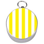 Vertical Stripes - White and Canary Yellow Silver Compass