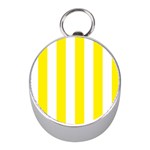 Vertical Stripes - White and Canary Yellow Silver Compass (Mini)
