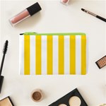 Vertical Stripes - White and Gold Yellow Canvas Cosmetic Bag (XS)