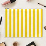 Vertical Stripes - White and Gold Yellow Cosmetic Bag (XL)