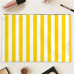 Vertical Stripes - White and Gold Yellow Cosmetic Bag (XXL)
