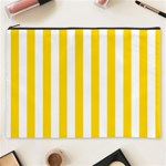 Vertical Stripes - White and Gold Yellow Cosmetic Bag (XXXL)