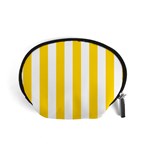 Vertical Stripes - White and Gold Yellow Accessory Pouch (Small)