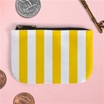 Vertical Stripes - White and Gold Yellow Mini Coin Purse