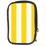 Vertical Stripes - White and Gold Yellow Compact Camera Leather Case