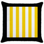 Vertical Stripes - White and Gold Yellow Throw Pillow Case (Black)