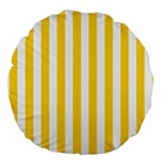 Vertical Stripes - White and Gold Yellow Large 18  Premium Round Cushion