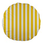Vertical Stripes - White and Gold Yellow Large 18  Premium Flano Round Cushion