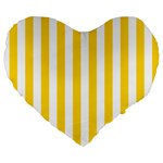 Vertical Stripes - White and Gold Yellow Large 19  Premium Heart Shape Cushion