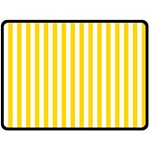 Vertical Stripes - White and Gold Yellow Fleece Blanket (Large) (One Side)