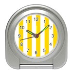Vertical Stripes - White and Gold Yellow Desk Alarm Clock