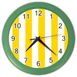 Vertical Stripes - White and Gold Yellow Color Wall Clock
