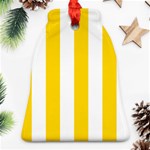 Vertical Stripes - White and Gold Yellow Ornament (Bell)