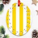 Vertical Stripes - White and Gold Yellow Ornament (Bell) Ornament (Oval Filigree)